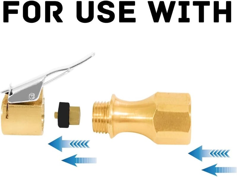 V2ine 2Pack Thickened Heavy-Duty Brass Air Nozzle,Closed Flow Tire Chuck,Lock on Tire Inflator Chuck with Clip For Schrader Valve - Image 4